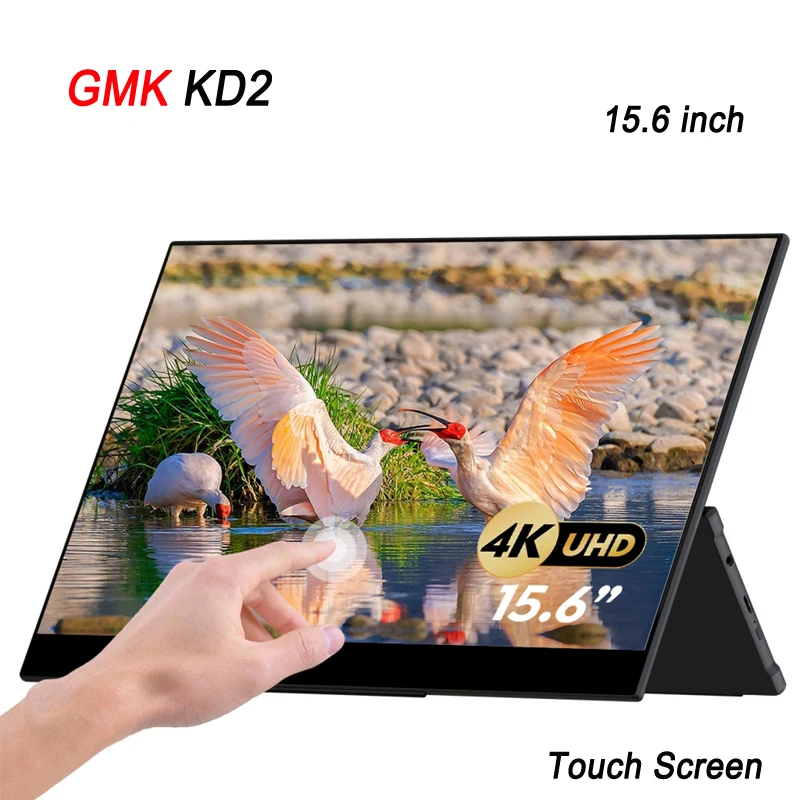 

GMKtec GMK KD2 3840x2160P 4K 15.6 inch IPS Capacitive Touch Screen Monitor with Dual Speakers For Laptop Computer Phone Camera