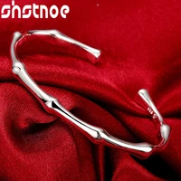 925 sterling silver bamboo joint opening bracelet bangles for women jewelry fashion wedding engagement party gift