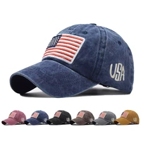 baseball cap washed denim outdoor sport baseball cap hat united states usa america flag sign embroidery spring autumn cap
