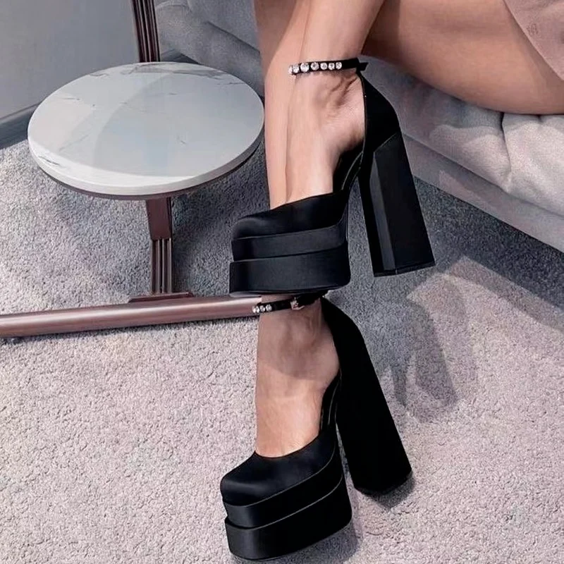 Summer Sexy Women's Party Nightclub Shoes Banquet Platform Sandals Fashion Super chunky High Heels Wedding Shoes Plus Size 35-43