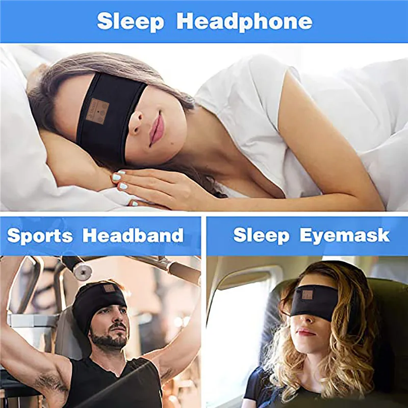 Man&Women Sleeping Headphone Bluetooth-Compatible Wireless Music Sport Headbands Soft Eye Mask Headset with Mic Yoga Hair Bands images - 6