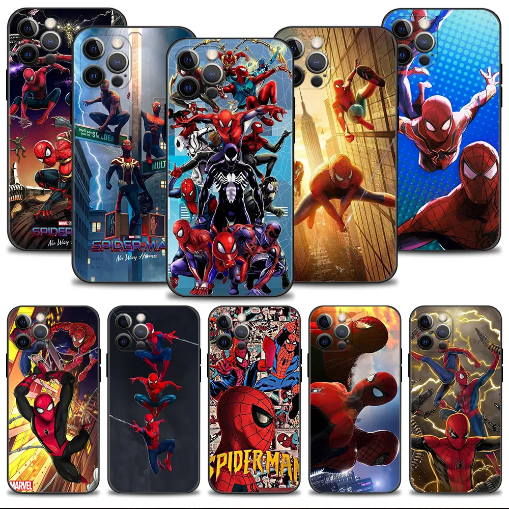 For iPhone XR 7 Plus 13 8 X XS 12 Pro Max 11 14 6S 6 SE2 Thin
Shockproof Cover Marvel SpiderMan Three Generations Comics