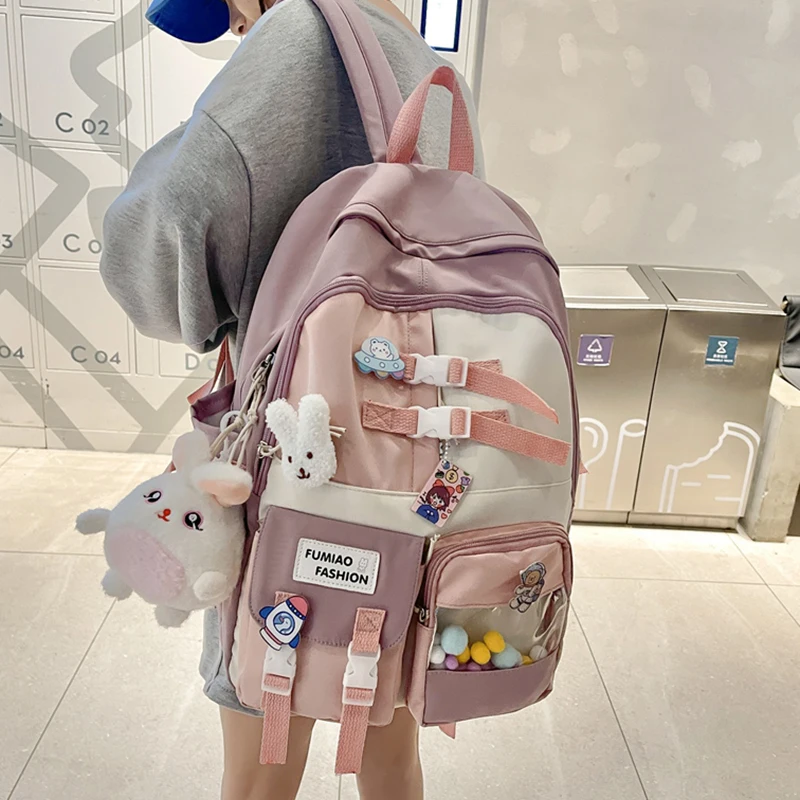 

Милые рюкзаки для девочек-подростков, вместительные женские школьные ранцы для студентов колледжа, Простой Модный женский рюкзак для ноутб...