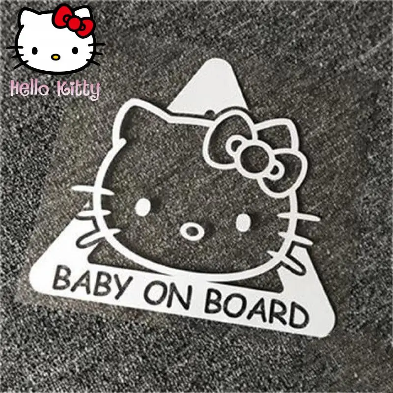 Kawaii Hello Kitty мультфильм полый задний фонарь предупреждающая отражающая наклейка