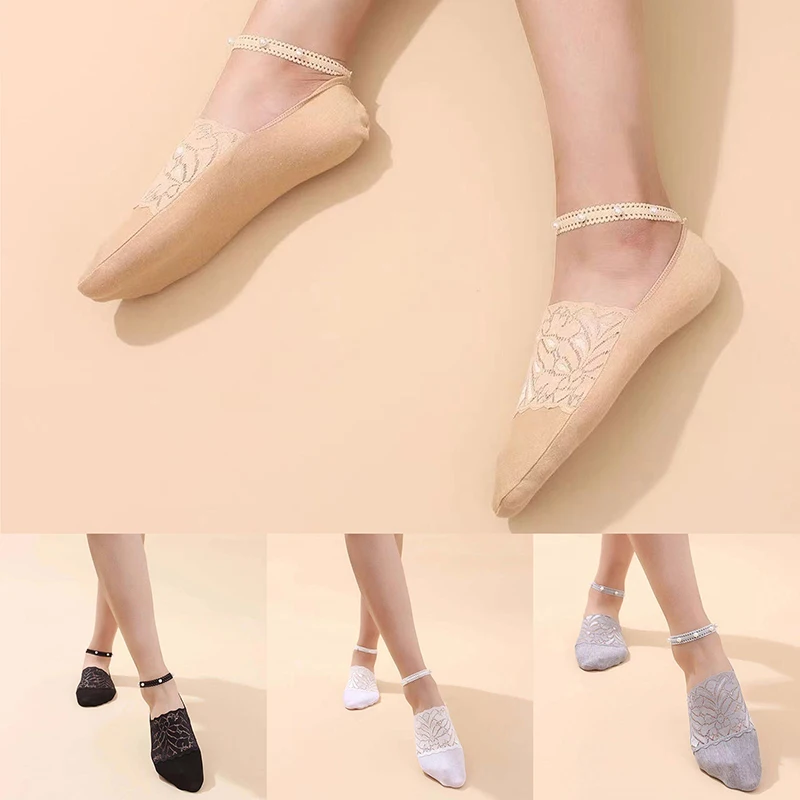 

Lace Invisible Socks Spring Summer New Deep Mouth Pearl Socks Anklet Socks Cotton Socks Thin Can Not Fall Off Boat Socks Women