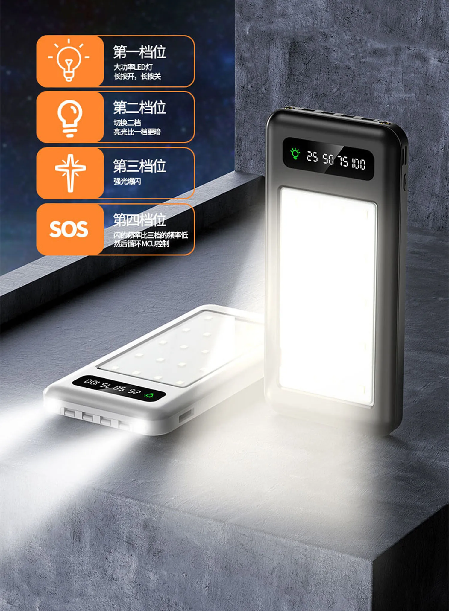 

Блок питания, многофункциональная лампа для кемпинга, 20000 мАч, портативное зарядное устройство большой емкости, автономный источник питани...