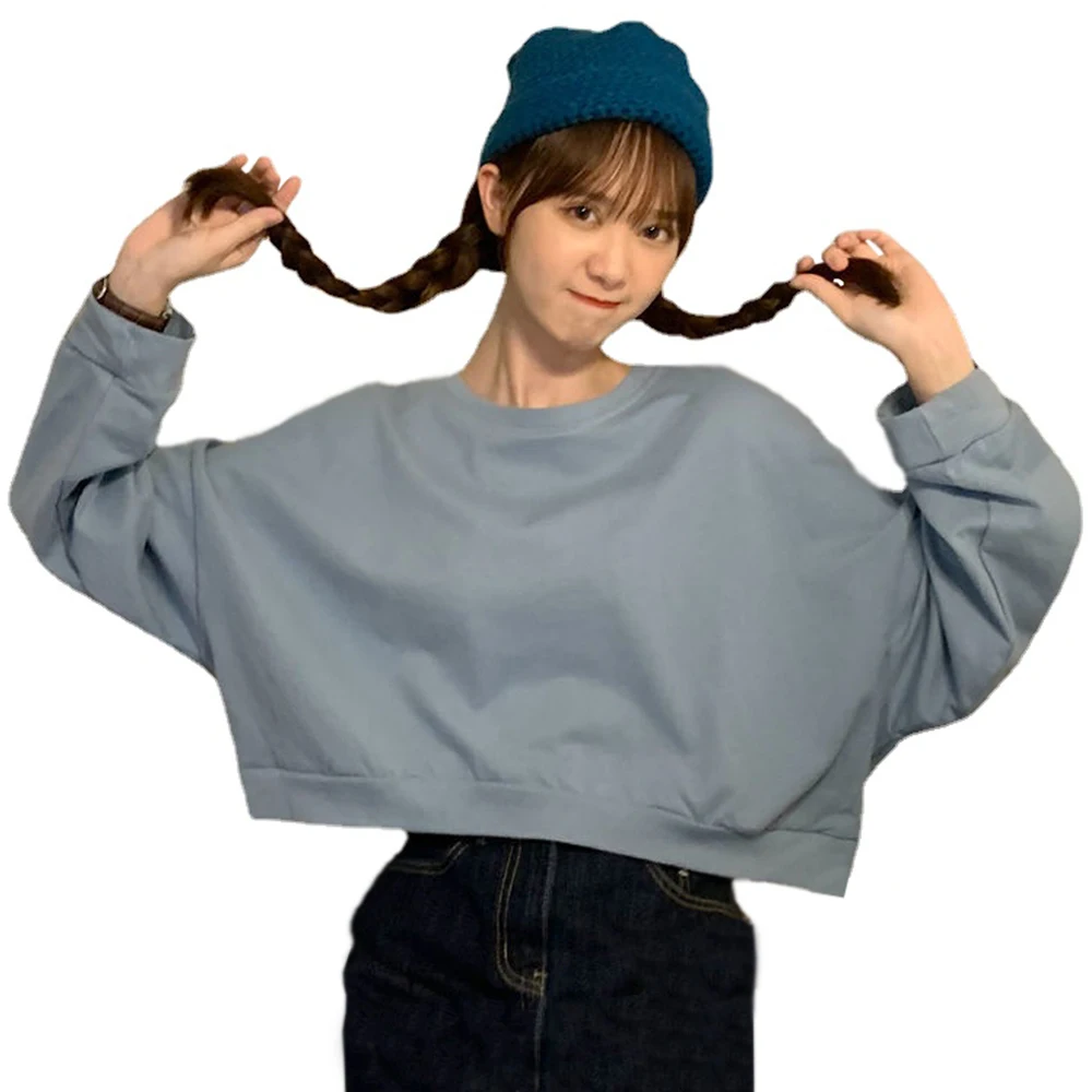 

Женские базовые толстовки, футболки с круглым вырезом, женские повседневные толстовки, уличная одежда, топ, аниме, свободные толстовки, японская мода, кавайная одежда