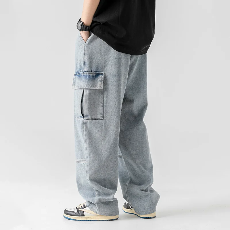 Baggy Jeans big pocket Trousers Male Denim cargo Pants  Wide Leg Pant Men's Jeans Loose Casual  Streetwear Hip Hop Harajuku 2023