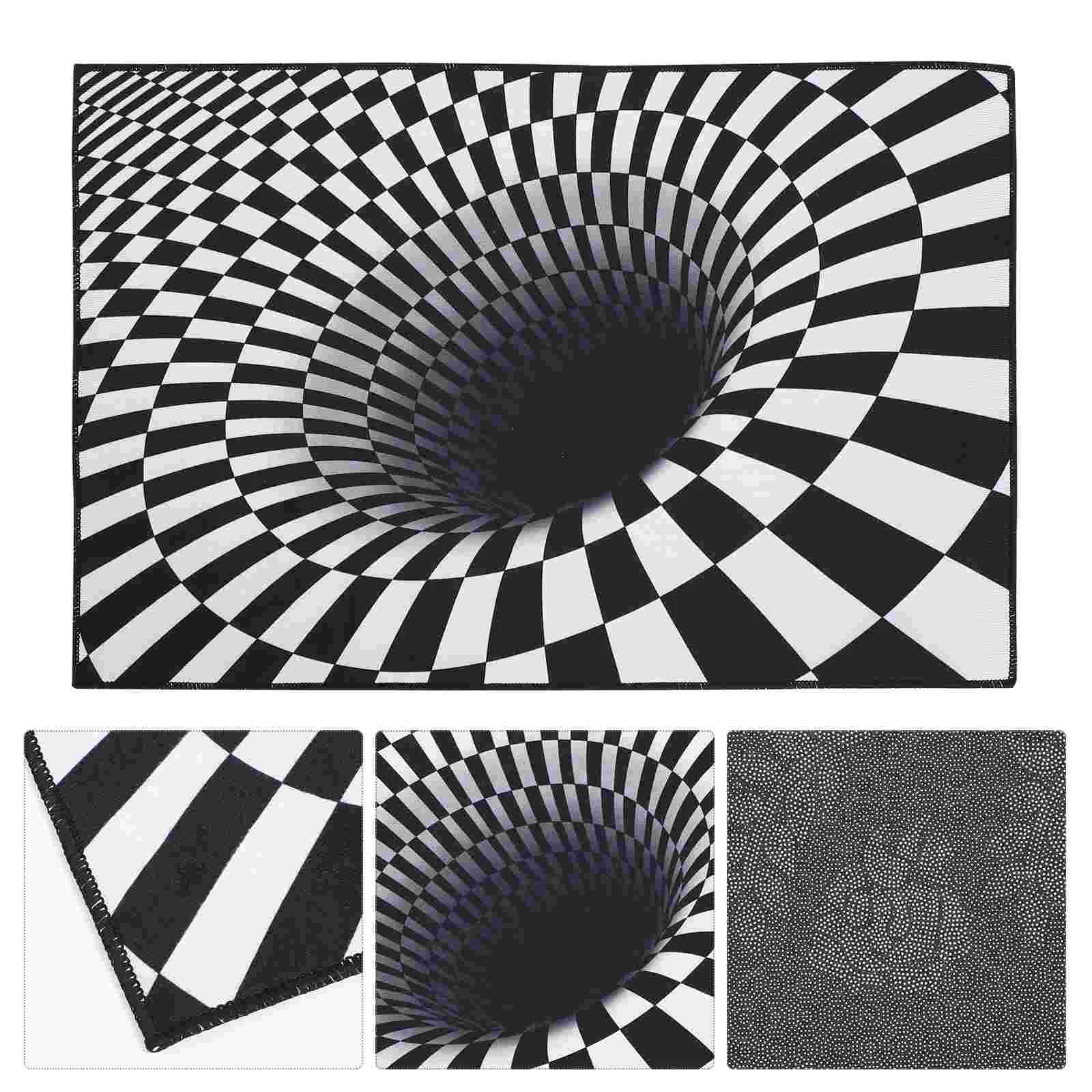 

Illusion Floor Mat Non-skid Decor Ground Home Carpet Outdoor Washable Rug Black White 3D Foot Visual Decorations