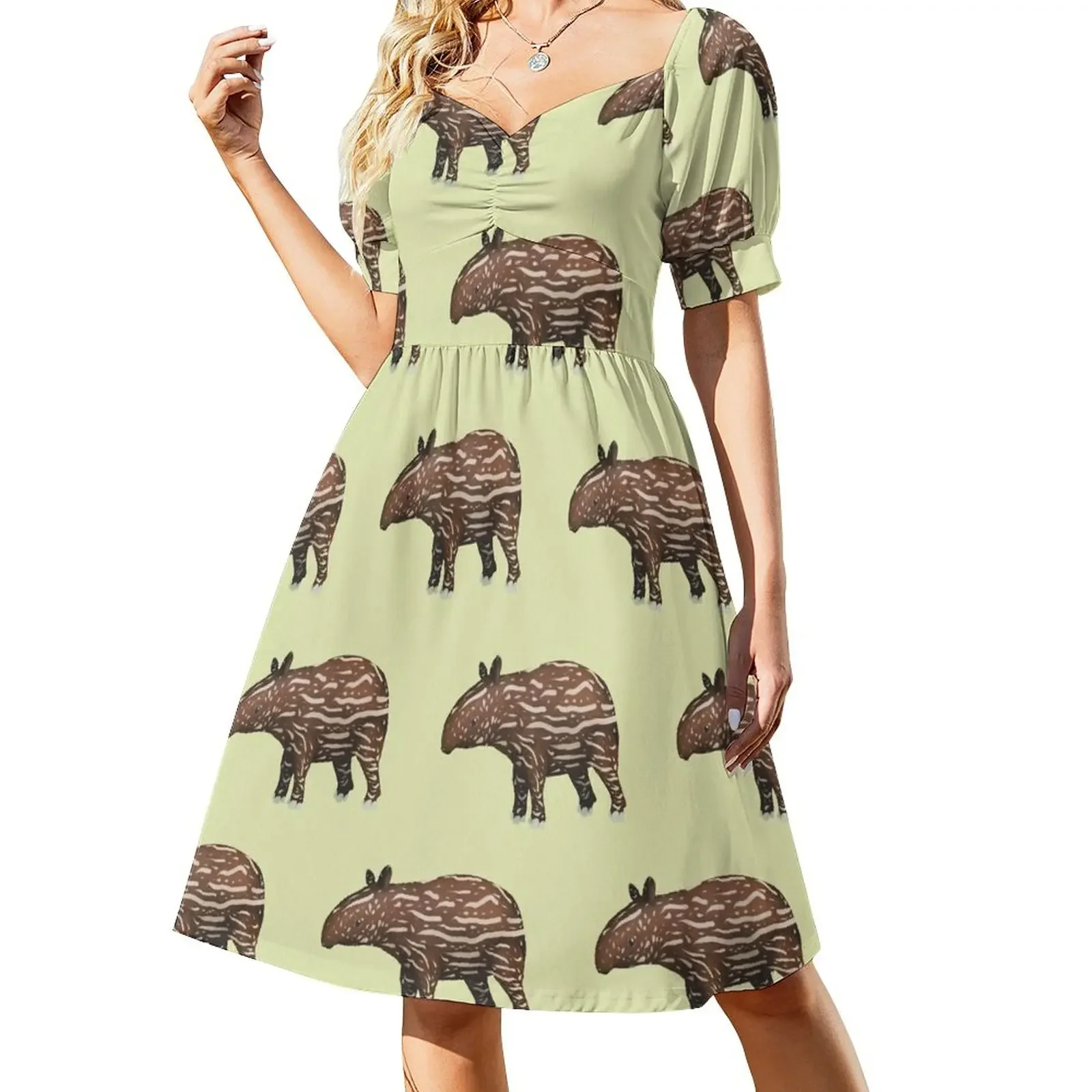 Животные Малайзии - Baby Malayan Tapir Платье с короткими рукавами женская одежда платье