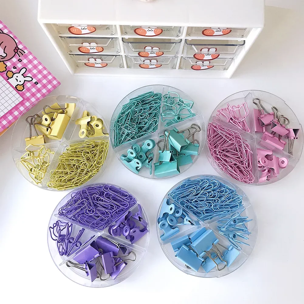 

84pcs/box 5 Sizes Pink Blue Green Purple Yellow Binder Clips Office Study Binder Clips Paper Document Bulldog Metal Grip Clip
