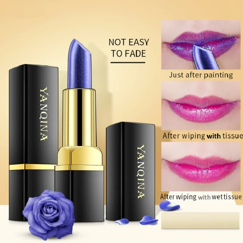

Magic lipstick changes color waterproof blue lip stick glossy gradient lipstic Long Lasting Women makeup cosmetics Cute make-up