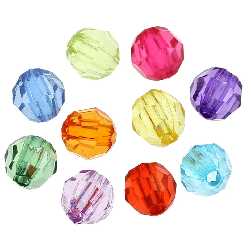 

500x Mixed Acrylic Faceted Round Spacer Beads 6mm Dia.