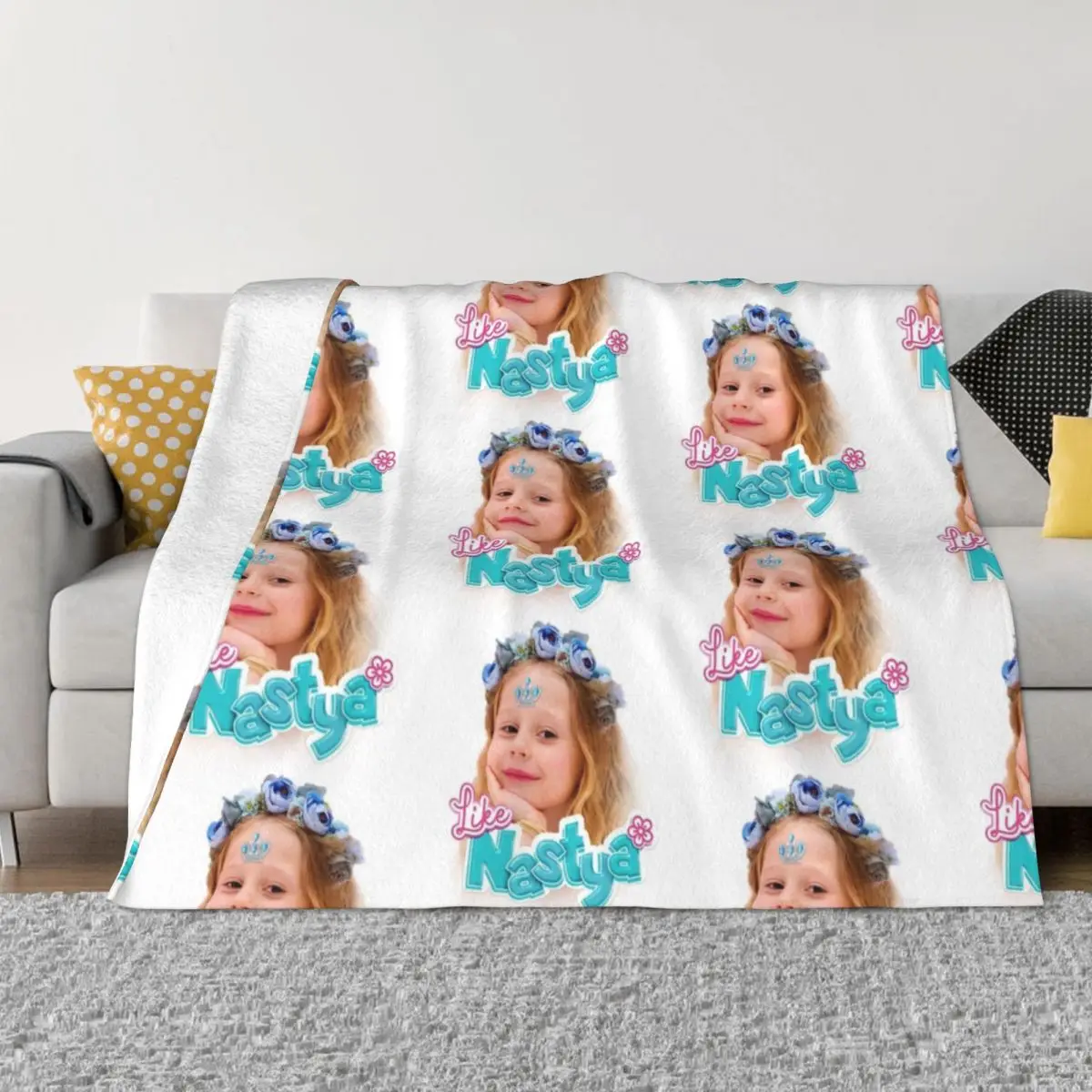 

Lovely Like Nastya Blanket Kawaii Girl Cartoon Flannel Funny Warm Throw Blanket for Home Restaurant All Season