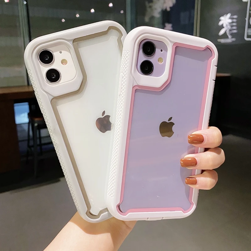 

Shockproof Bumper Transparent Phone Case For iPhone 12 13 Pro Max 12 Mini XR XS Max X 7 8 Plus 12 11 Pro Clear Armor Back Cover