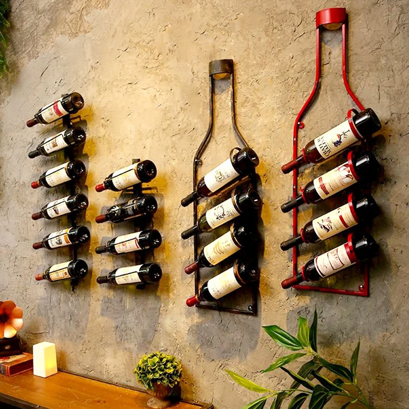Iron art red wine rack industrial style shop decoration wall pendant decoration wall decoration