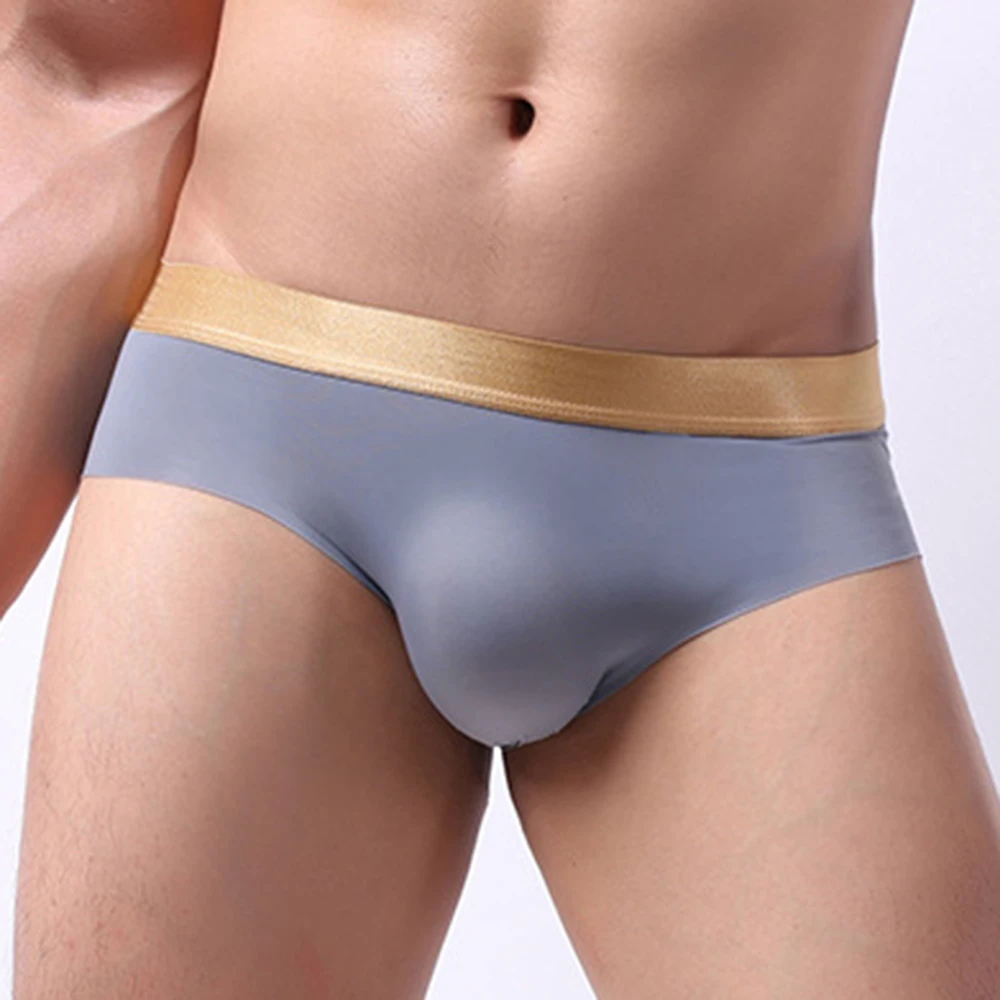 

Men's Panties Sexy Underwear Gay Man Ice Silk Briefs U Convex Tight ElasticMiddle Waisted Underwear Мужские Трусы