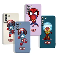 iron man marvel spider man for samsung s22 s21 s20 fe s10 note 20 10 ultra lite plus liquid rope with lanyard phone case capa