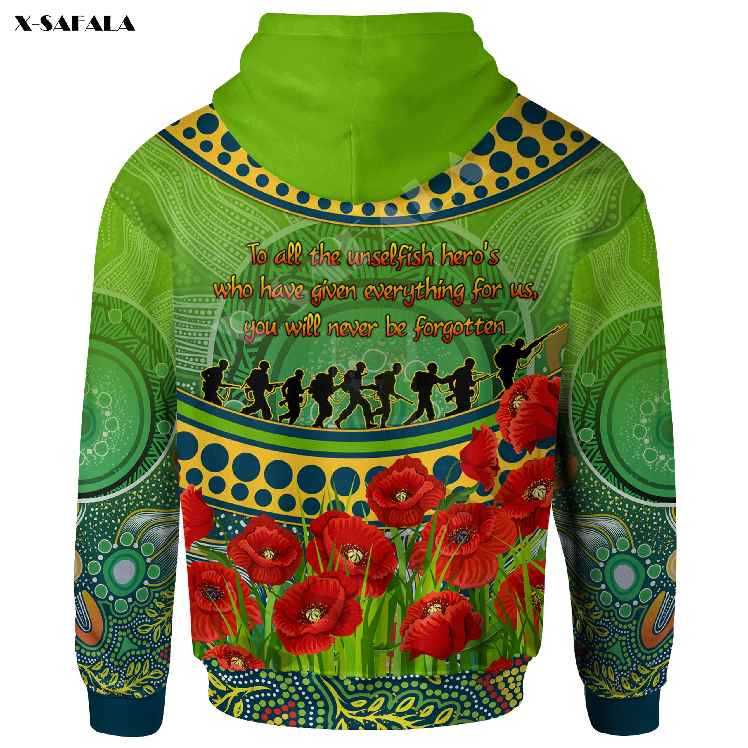 Eels Australia Anzac Day Lest We забудьте 3D печать на молнии Толстовка мужской пуловер свитшот