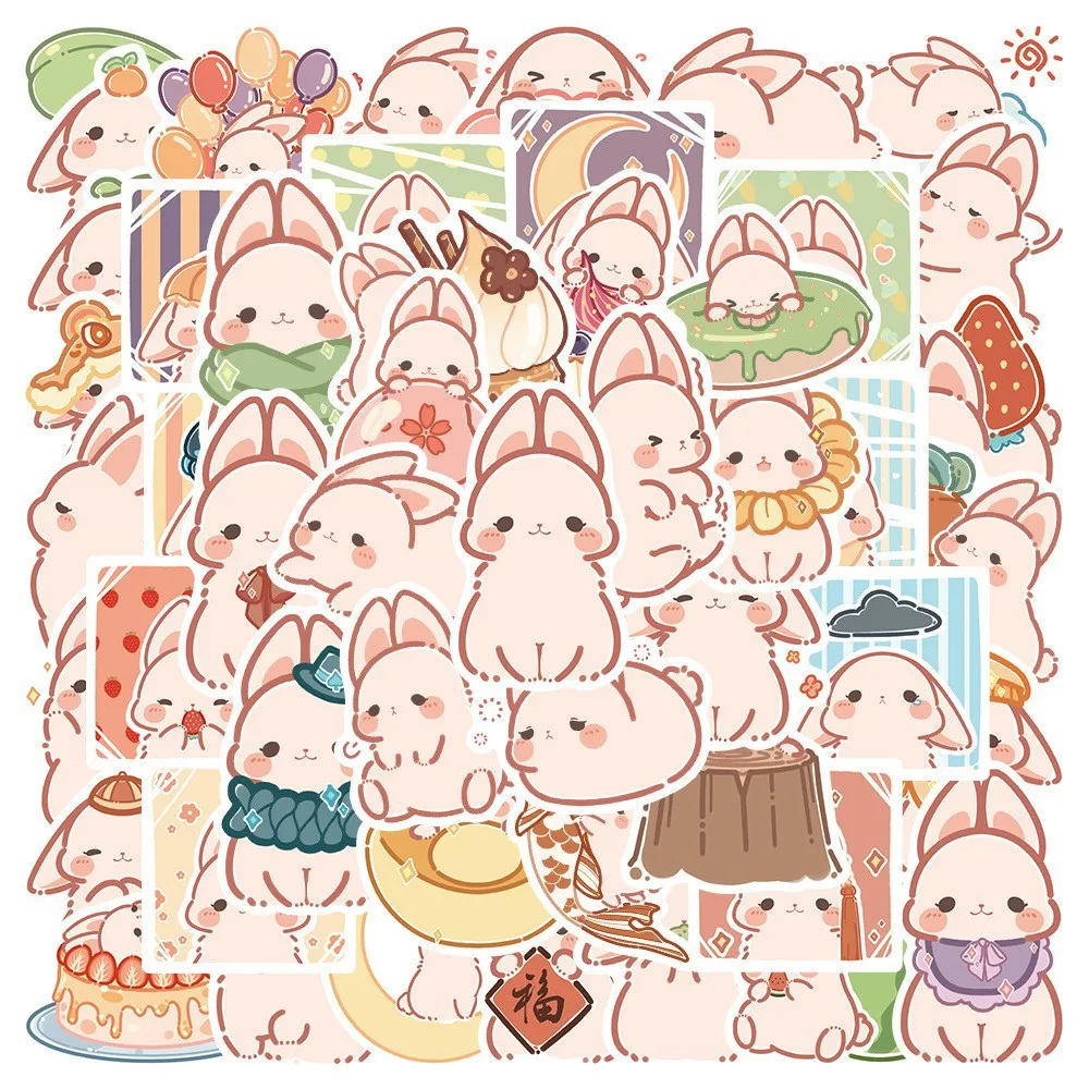 

10/30/50pcs Korean cute rabbit cartoon waterproof animal trolley case notebook guitar skateboard computer decorative stickers