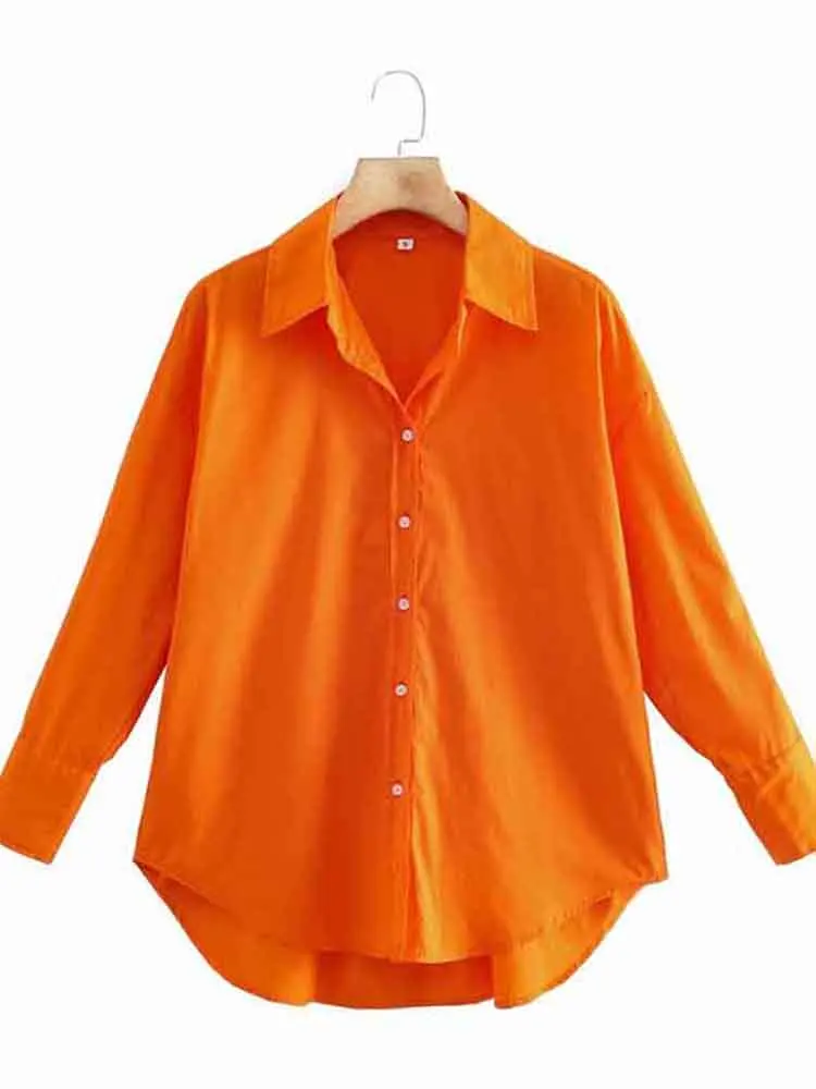 Новые женские однобортные рубашки из поплина просто ярких цветов офисные блузки