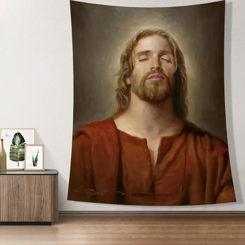 

Jesus Pray Tapestry Easter Christmas Mother of God Mary Christ Wall Decor Christian Believers Art Wall Hanging Home Decoration