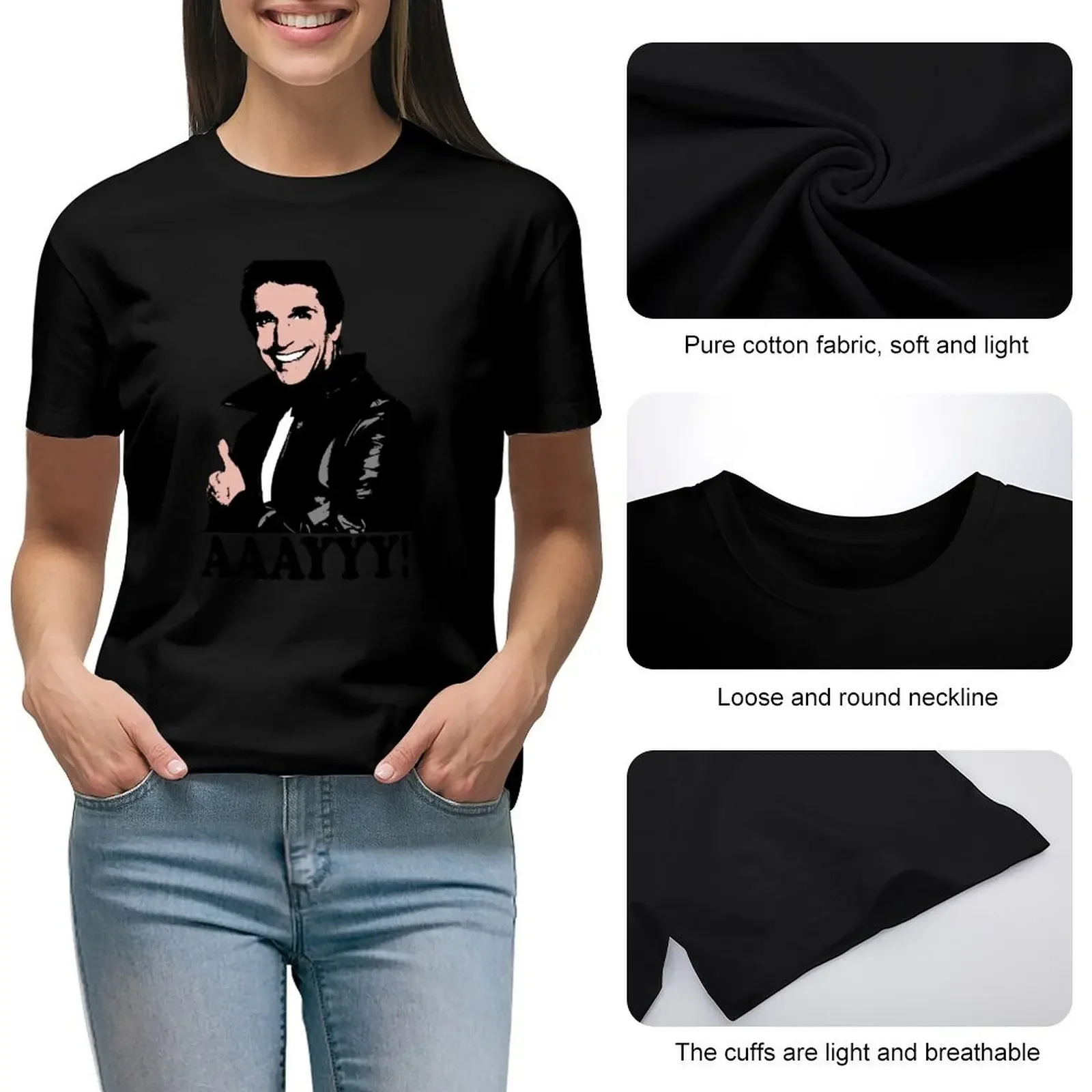 The Fonz Happy Days Aaayyy! Футболка однотонная быстросохнущая модная женская блузка