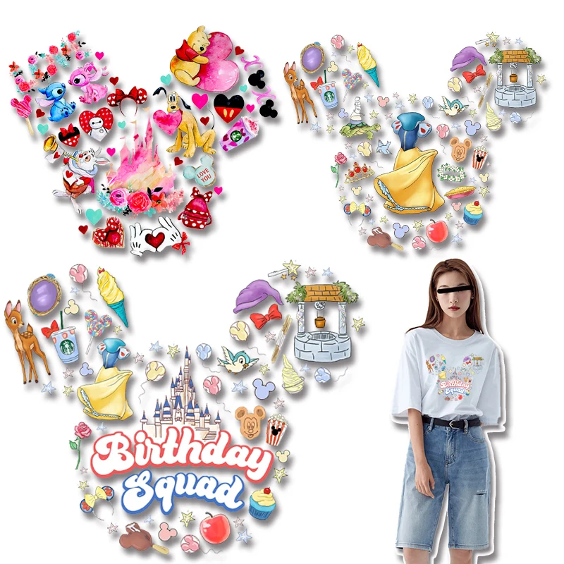 

Disney Princess Snow White Mickey Ears Cute Head Image Ironing Stickers Transfer On The Clothes By Iron