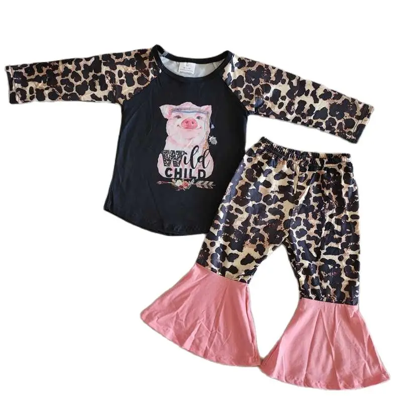 

6 A29-1 Girls Outfit Long Sleeve And Long Pants Pig Print