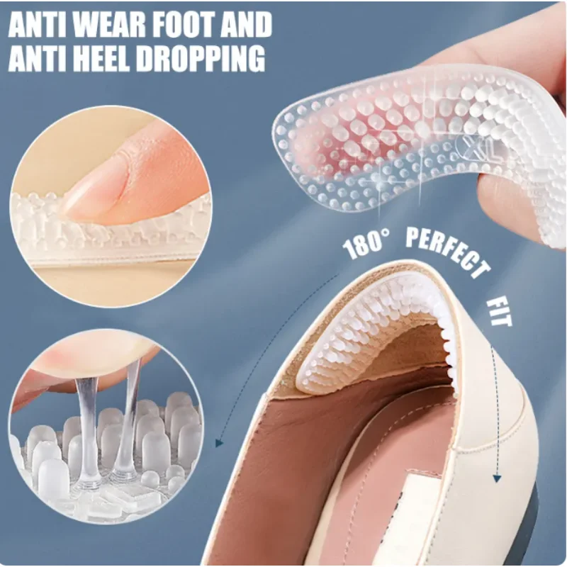 

2pcs Upgrade Silicone Heel Stickers Heels Grips For Women Men Anti Slip Heel Cushions Non-Slip Inserts Pads Foot Heel Protector