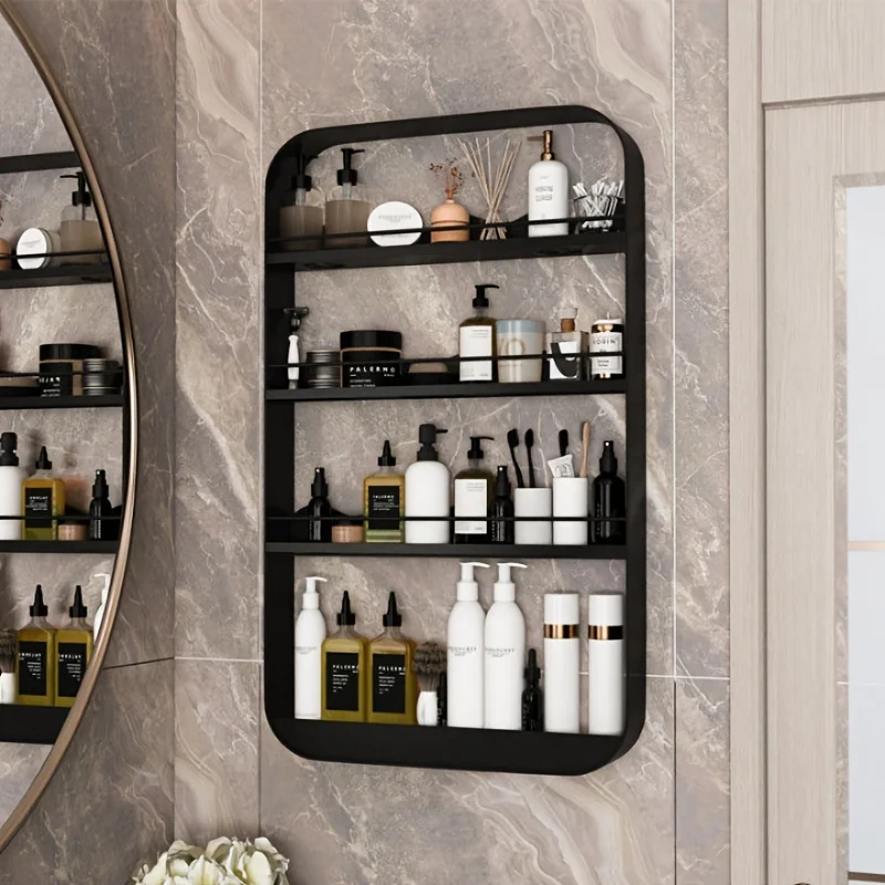 

Toilet Wall Shelves Bathroom Washstand Cosmetics Organizer Wall-Mounted Storage Rack Punch-Free Household Storage Accessaries