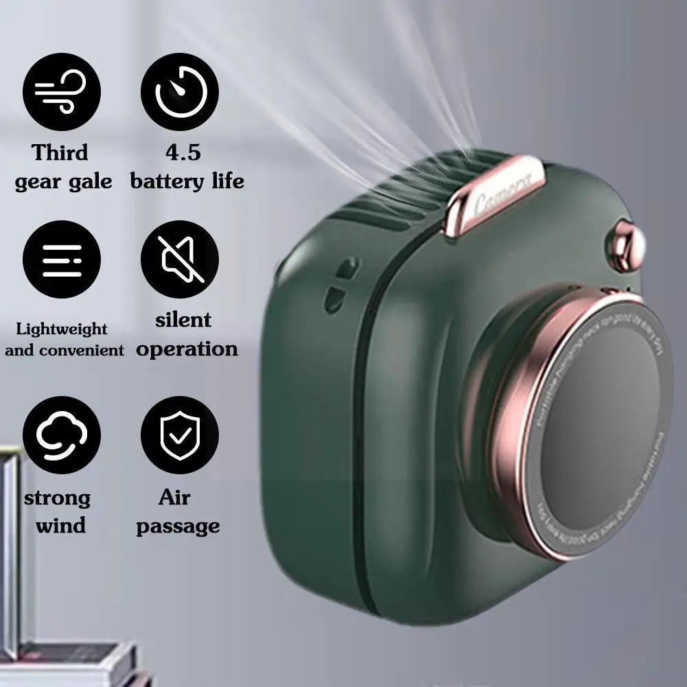 

Портативный веер в форме маленькой камеры с подвесным шейным вентилятором Usb, летний, маленький, A4f4