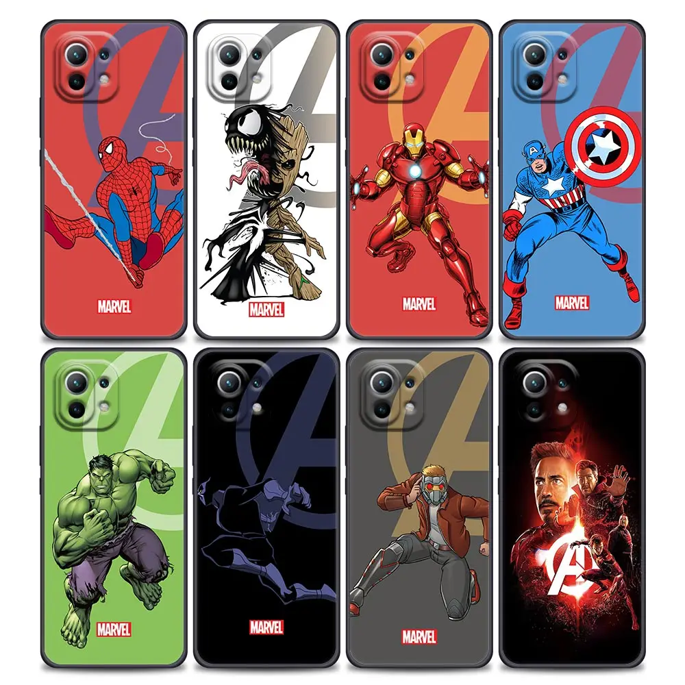 

Marvel Avengers Groot Spider Man Phone Case For Xiaomi Mi 12 12X 11T X4 NFC M3 F3 GT M4 Pro Lite NE 5G Poco M3 M4 X4 Cover Funda