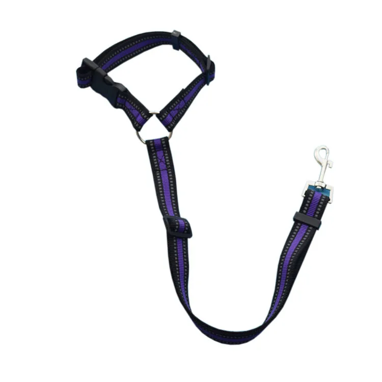 Solid Color Two-in-one Pet Car Seat Belt Nylon Lead Leash Backseat Safety Belt Adjustable Dogs Harness Collar Pet Accessories