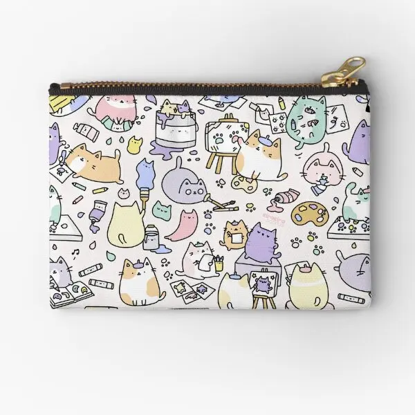 

Artsy Cats Zipper Pouches Pocket Storage Wallet Cosmetic Men Underwear Packaging Pure Panties Key Coin Money Women Socks Bag