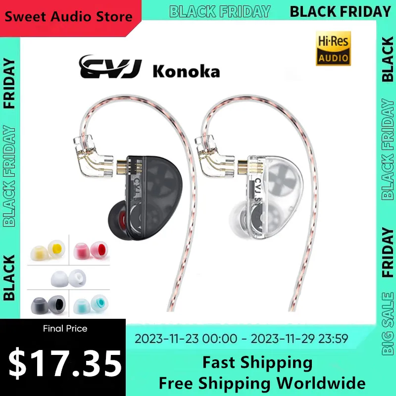 

CVJ Konoka In-Ear Earphone With 3D Hifi Triple Hybrid (1DD + 1BA + 1Vibration Driver) Wired DJ Monitors Tuning Switch Headset