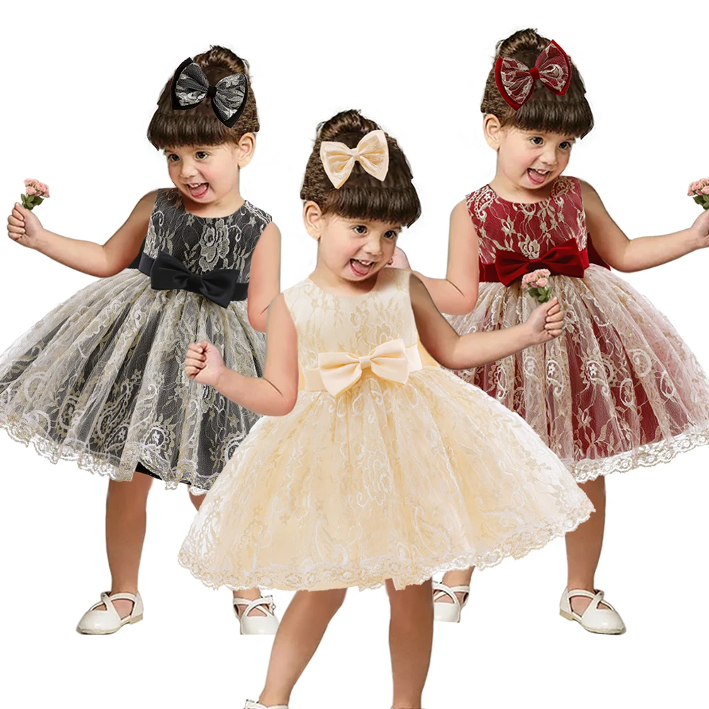 

Formal 1-7 Years Girls Christmas Clothes Lace Gold Ball Gowns Knee-Length Elegant Party Dress for Kids Girl Paisley Girl Dresses