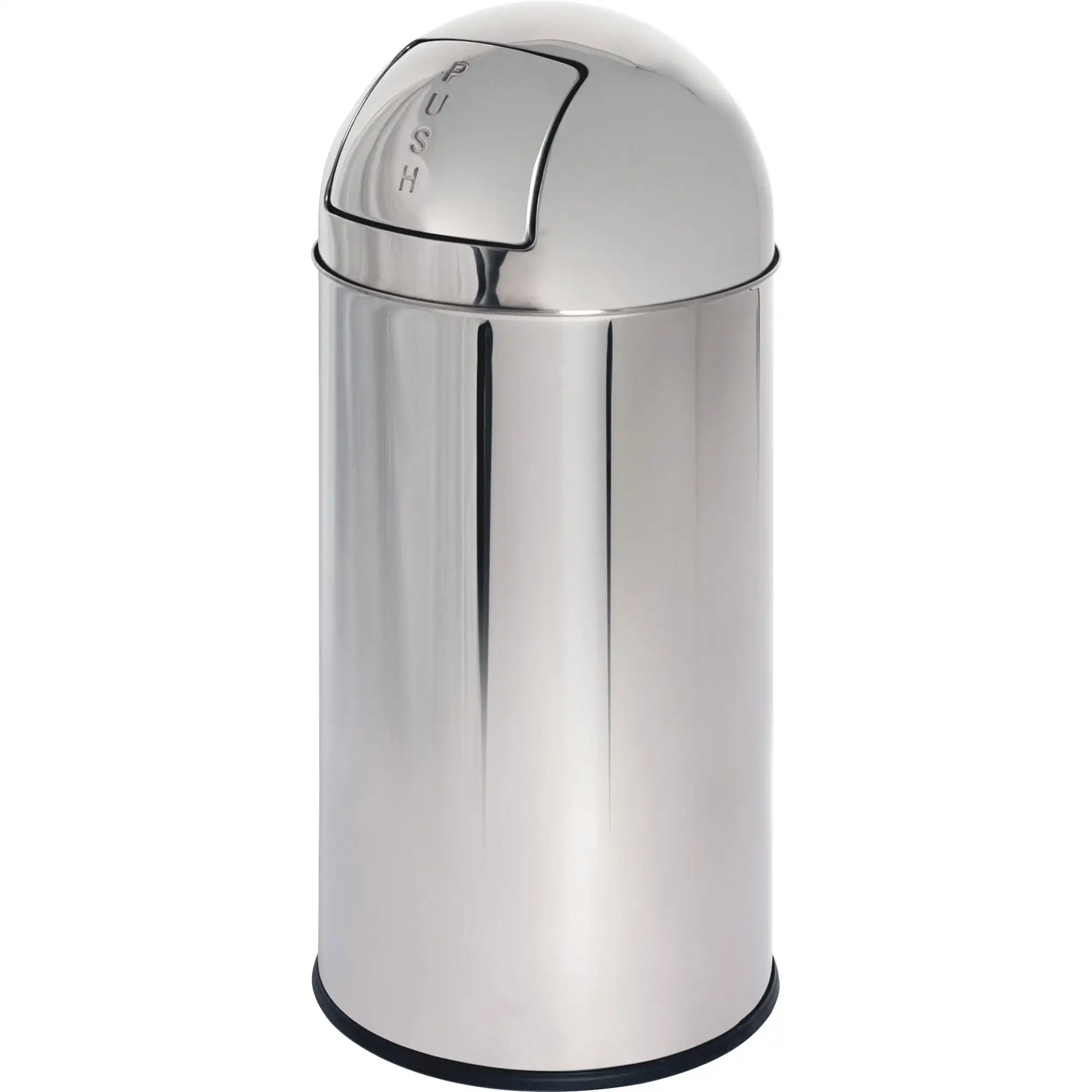

Genuine Joe Push Open Round Top Receptacle - 12 Gurable - 29.2" Height X 14.8" Diameter - Stainless Steel - 1 Each