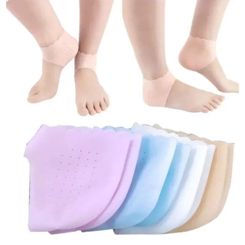

1pair Silicone Moisturizing SPA Socks Anti-Cracking Gel Heel Thin Socks Heel Cover with Hole Foot Skin Care Protector Feet Care