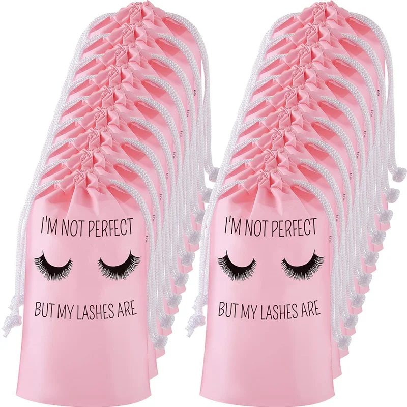 

50Pcs Lash Aftercare Bags Eyelash Packaging Plastic Makeup Bag Portable Toiletry Pouch for Women with Black Drawstring