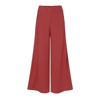 40hot high waist elastic waistband casual pants straight buttons wide leg pants lady clothing
