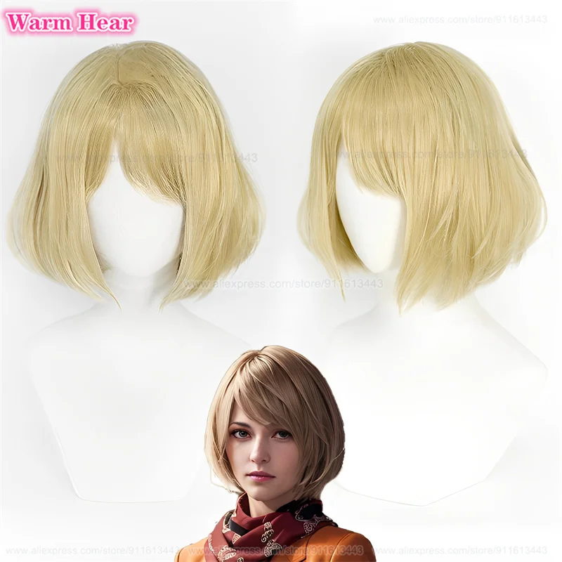 

High Quality Anime Ashley Graham Cosplay Wig Brown Women Cosplay Party Role Play Wig Heat Resistant Synthetic Hair Wig + Wig Cap