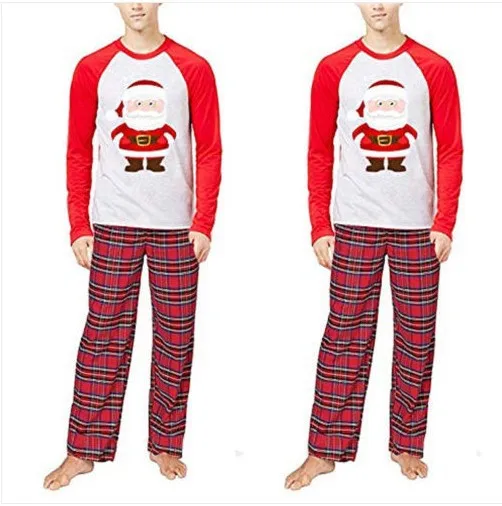 Christmas suit European and American style Santa Claus printed plaid pants parent-child suit suit home dress