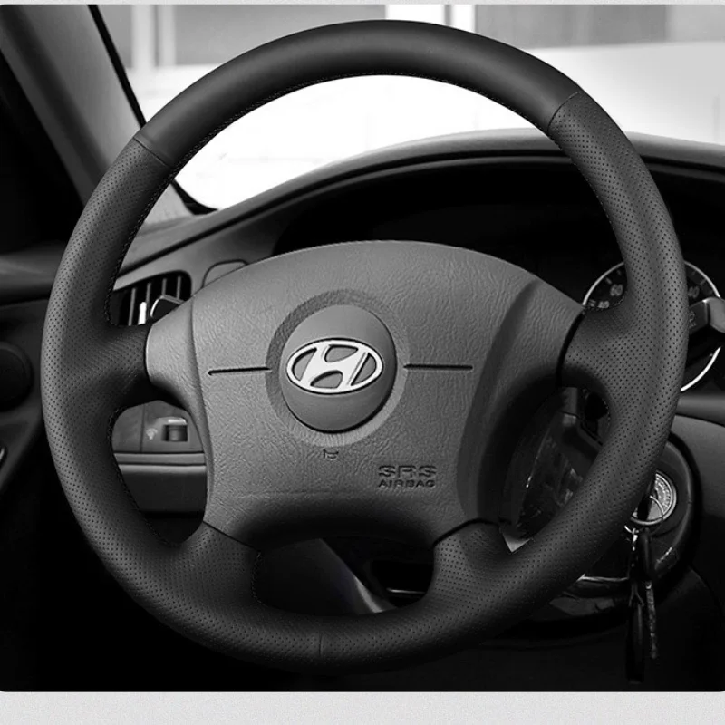 Чехол рулевого колеса для Hyundai прошитая кожа 04 05 07 08 Elantra Sonata Tucson аксессуары