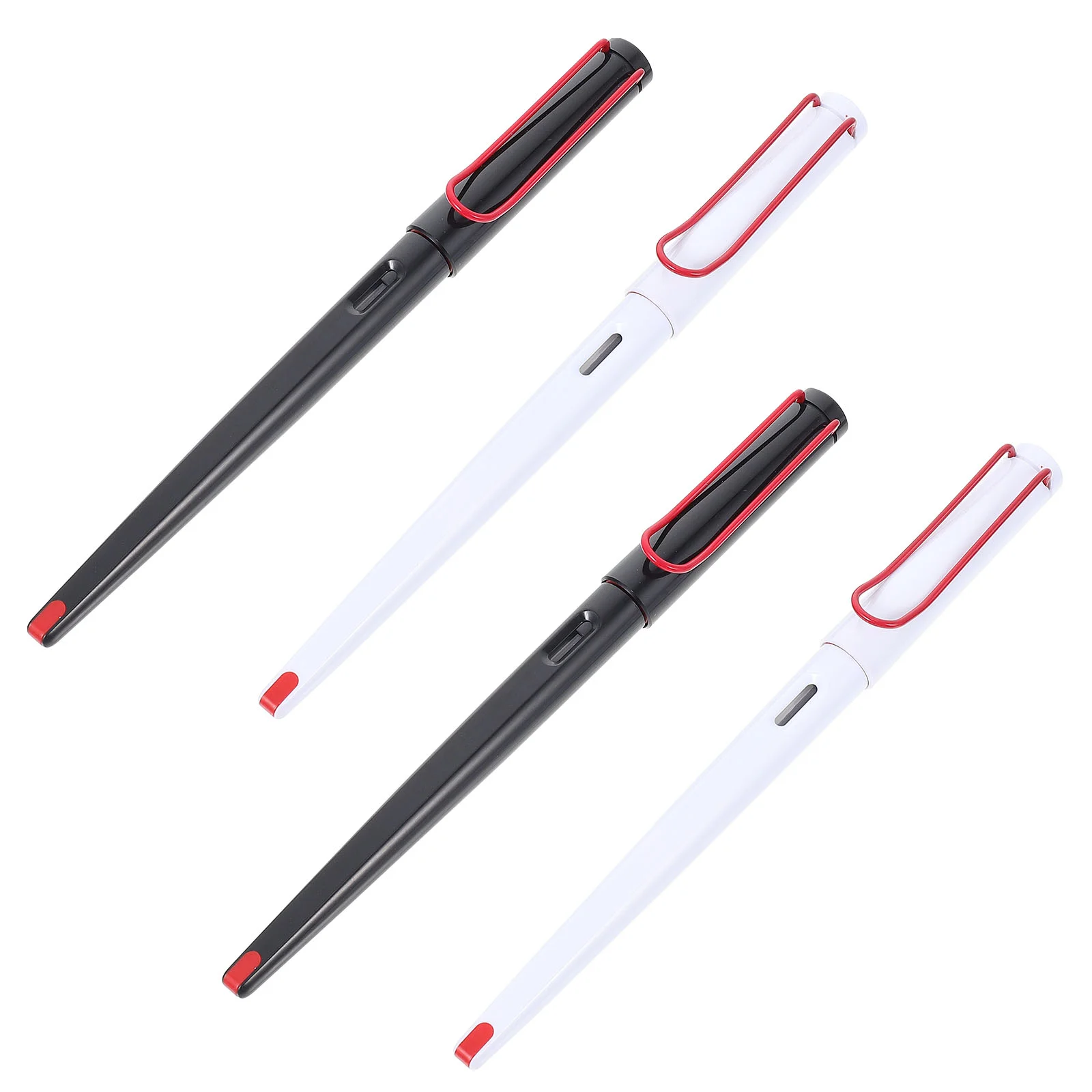 

4Pcs Fountain Pen Stainless Steel Ink Pen Handcrafted Calligraphy Pen for Office Stationery Students Calligraphy Writing White