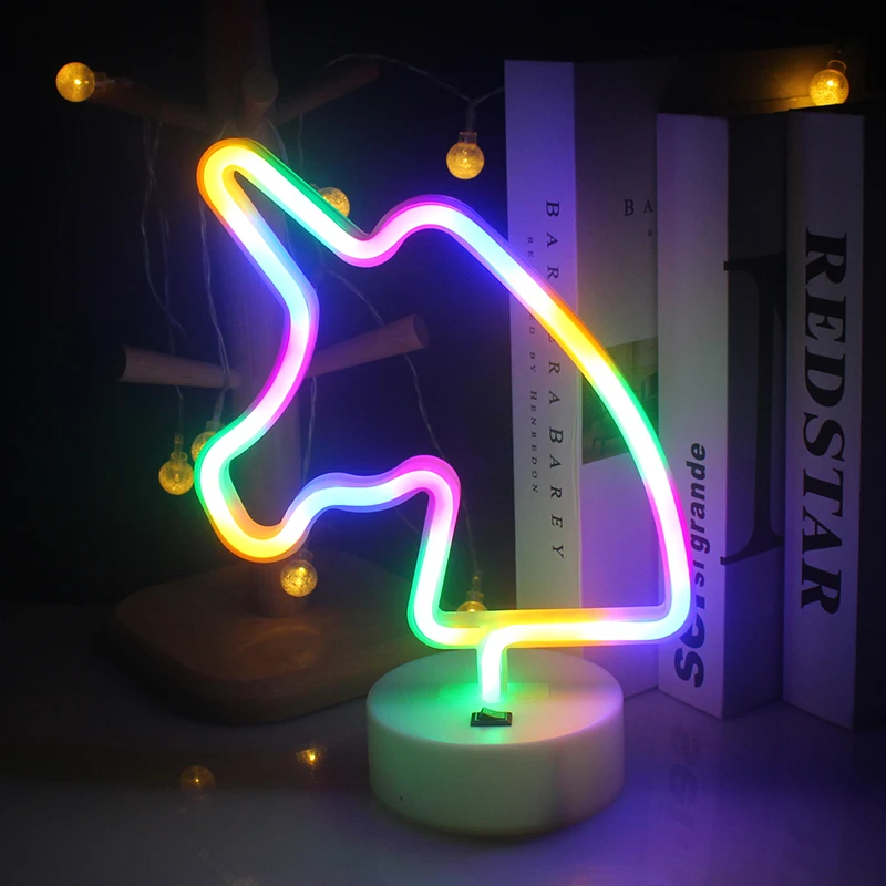 

Wanxing Colorful Unicorn Led Neon Sign With Base USB/Battery Power For Brithday Xmas Gift Kids Kawaii Room Decor Xmas Gift