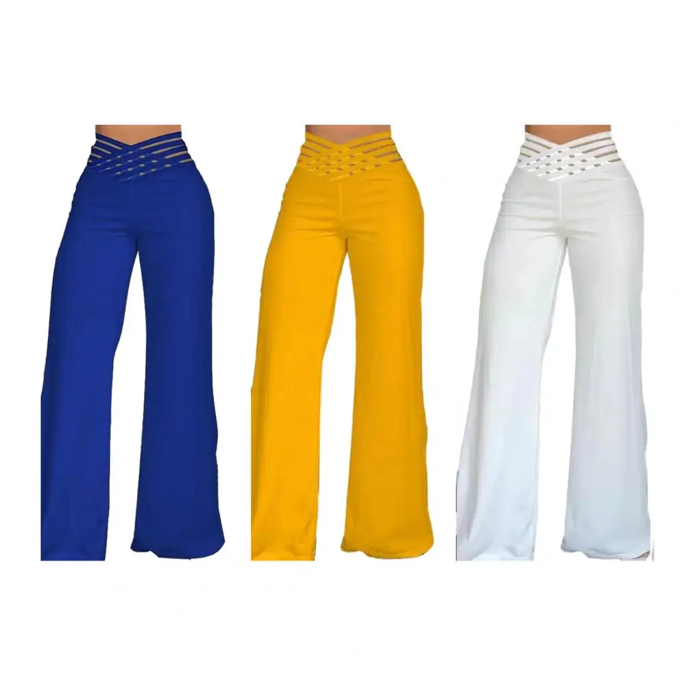 

Women Flared Pants Elasticated Waist Wide Leg Pants Flared Yoga Pants for Women with Hollow Wide Waistband High Waist for Gym