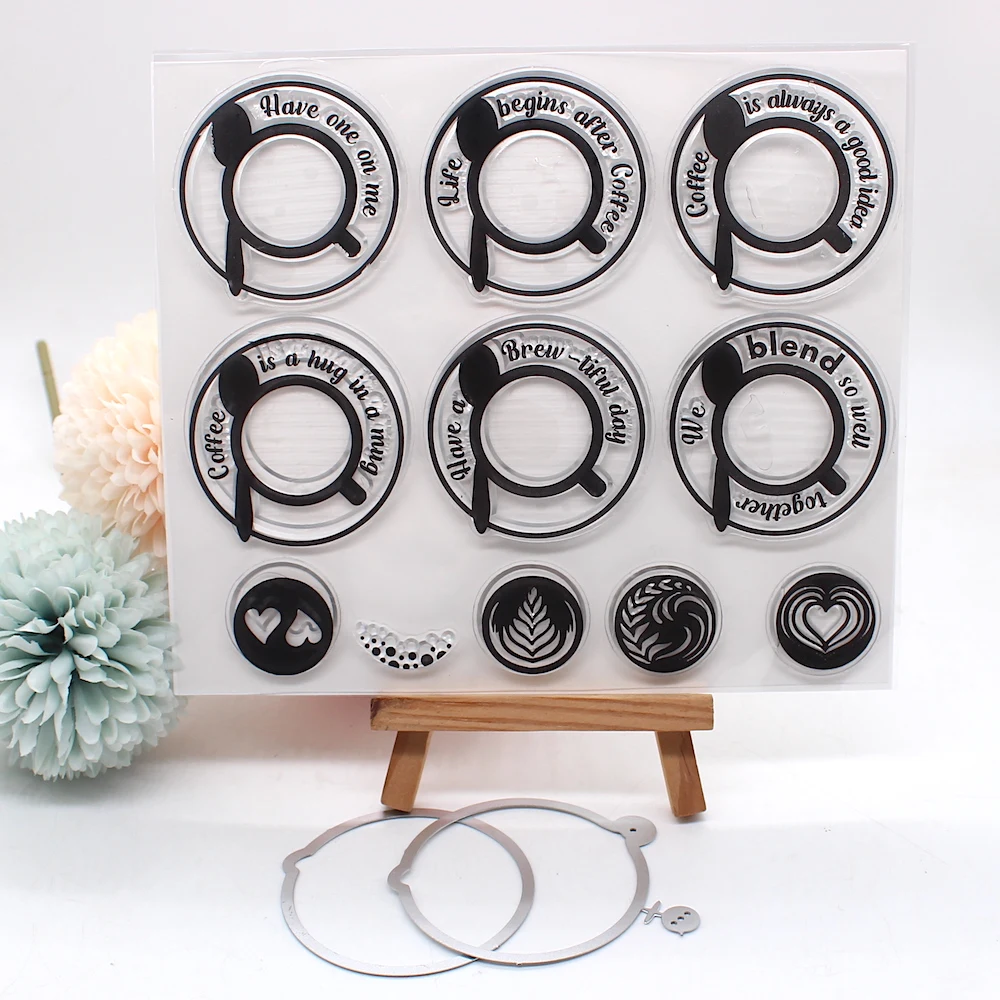 KSCRAFT кофейная бирка штамп и металлические штампы трафареты для сделай сам