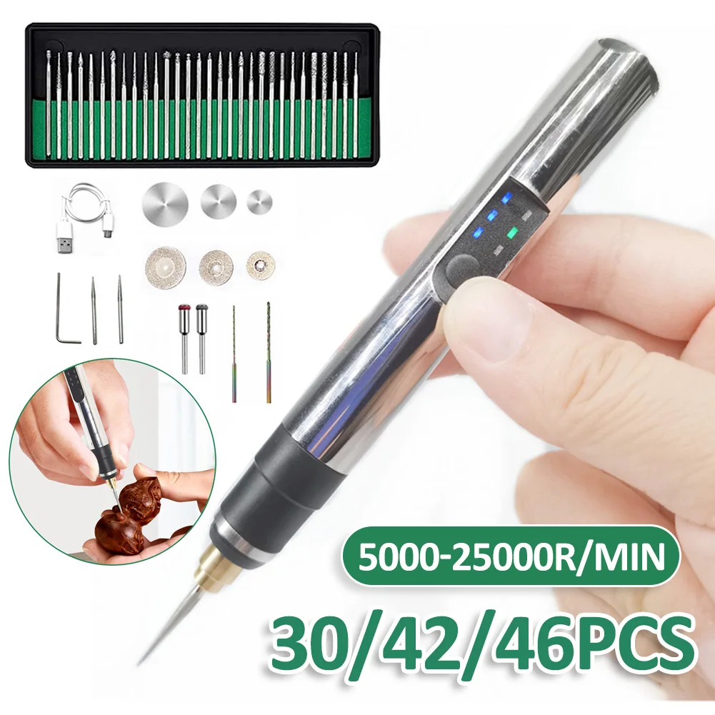 Mini Electric Engraver Pen Set Grinding Machine Engraver Drill 3 Gears Of Speeds Cordless Drill Rechargeable Rotary Tools