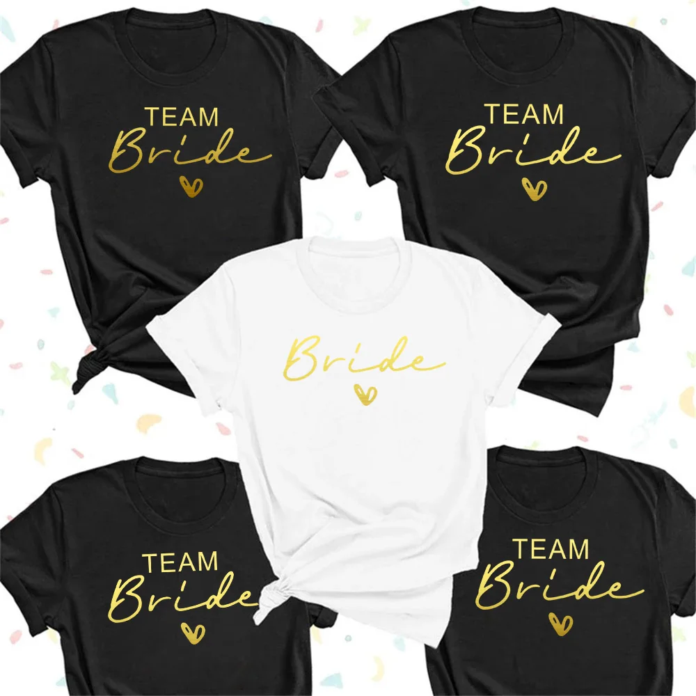 Women Cotton T Shirt Team Bride Bachelorette Party Shower Hen Bridesmaid Print T-Shirt 2025 Girls Wedding Female Tops